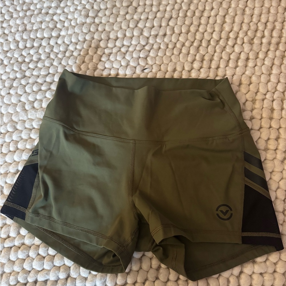 Virus Olive Green Women's Athletic Shorts